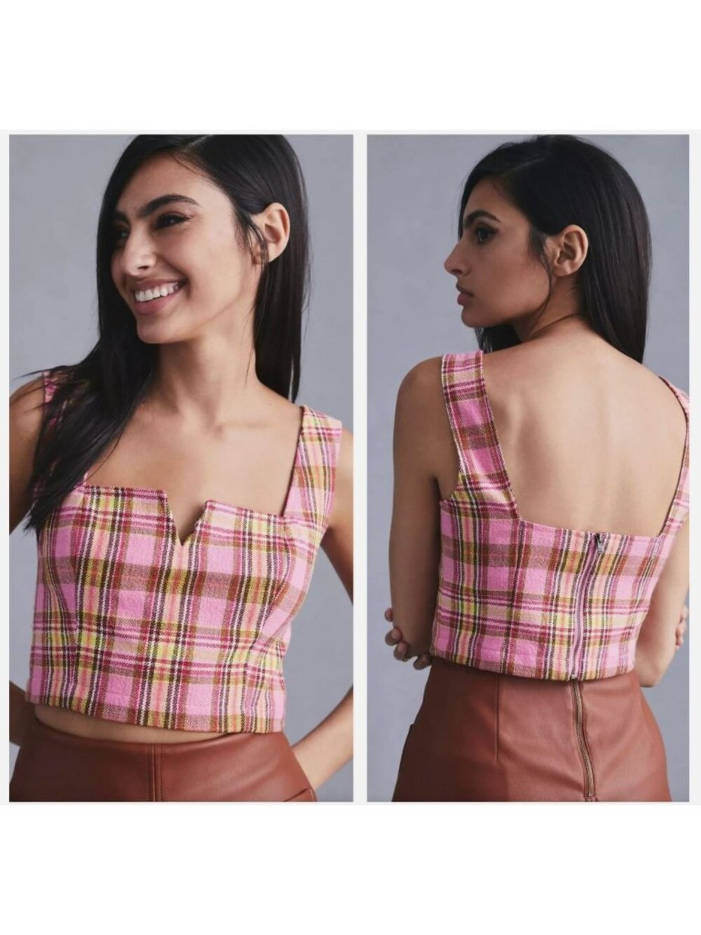 NWT MAEVE‎ by ANTHROPOLOGIE  Structured Plaid Corset Top Size 4